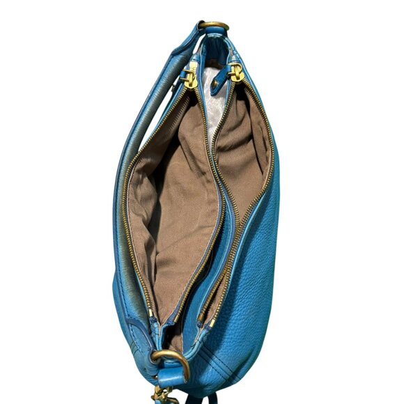 J.Crew Biennial Hobo Pebbled Leather. 100% Leather, Blue. pre owned - Picture 10 of 13